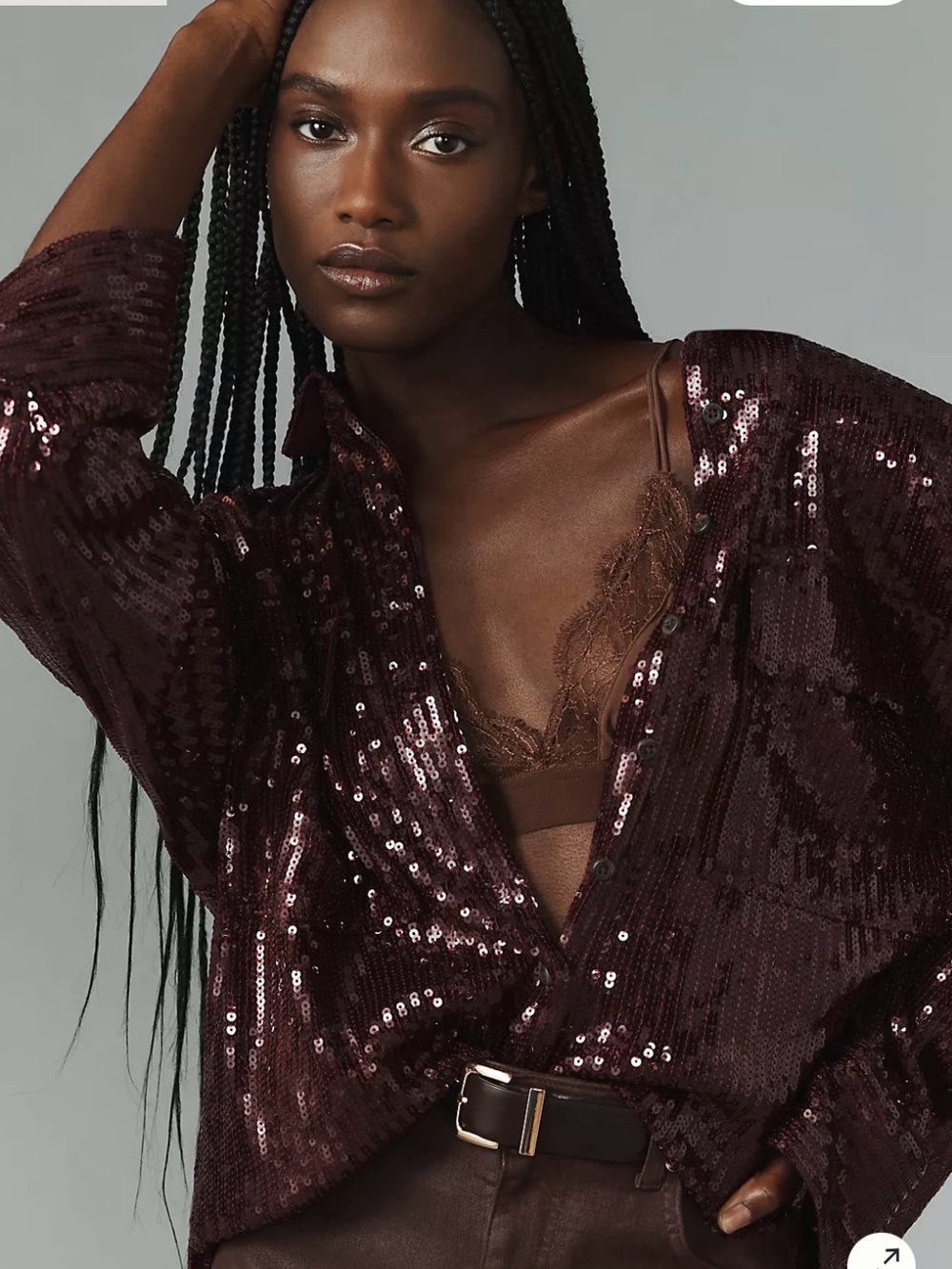 Anthropologie Pilcro Sequin Buttondown Shirt Top